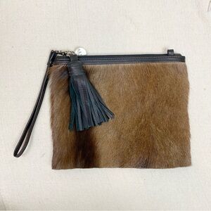 Vash Jemma Hair On Hide Leather Wristlet Pouch (no crossbody strap)